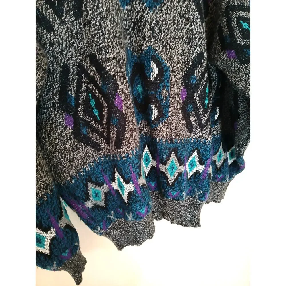 Vintage Nuovo new forces 80s abstract gray and blue sweater
